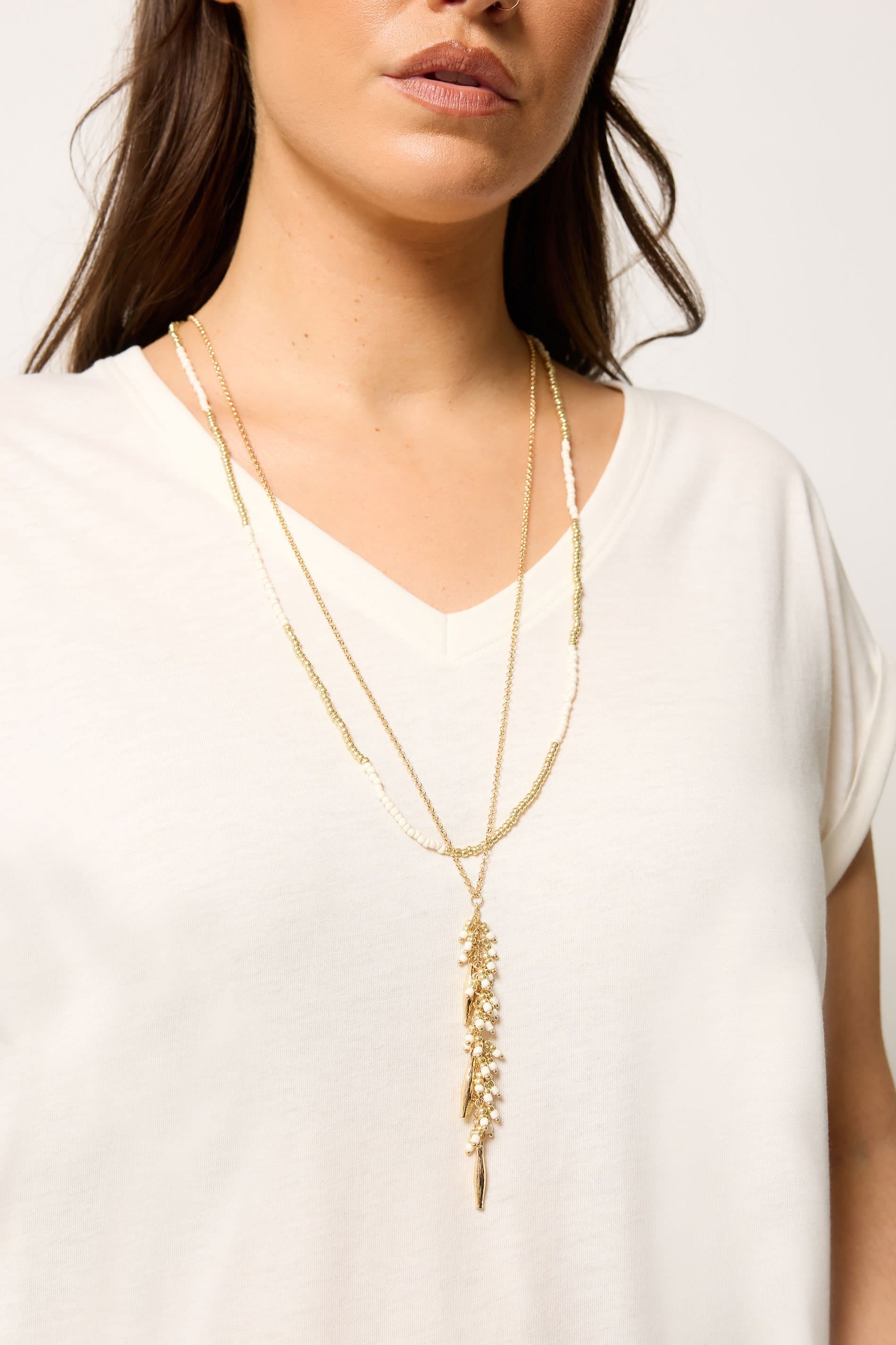 Yours Gold Tone Beaded Longline Necklace