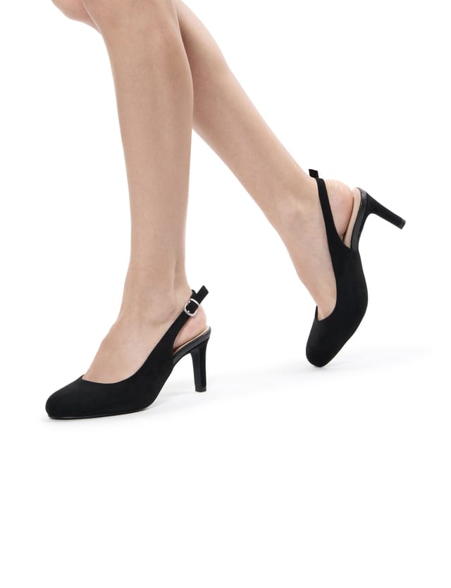 Paradox London Paradox London Women's Gertie' Wide Fit Round Toe Stiletto Heel Slingback Shoes in Black - 2