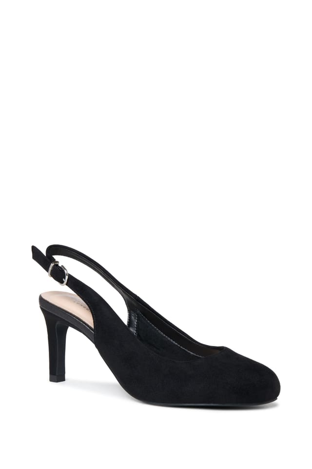 Paradox London Paradox London Women's Gertie' Wide Fit Round Toe Stiletto Heel Slingback Shoes in Black - 3