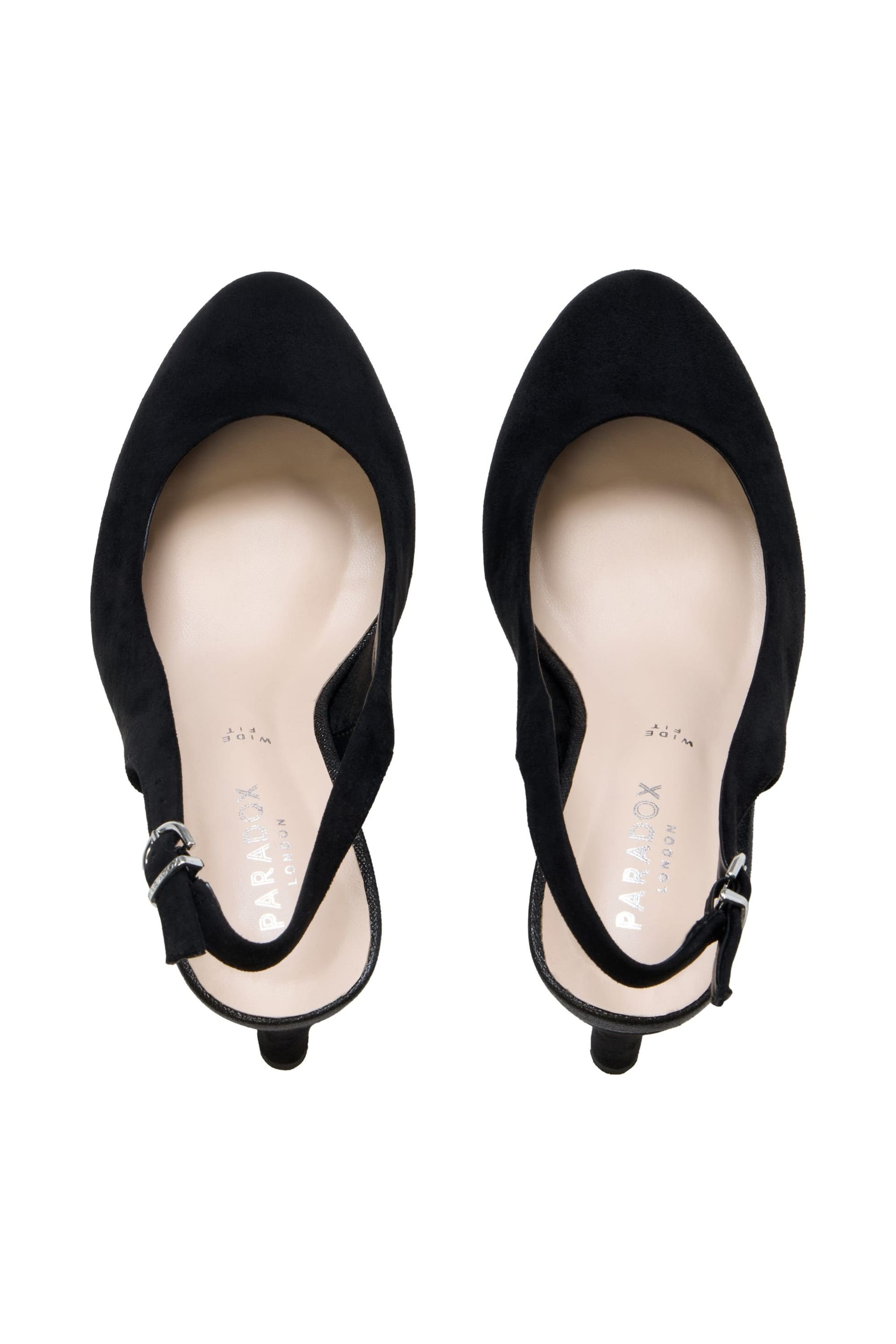 Paradox London Paradox London Women's Gertie' Wide Fit Round Toe Stiletto Heel Slingback Shoes in Black - 4