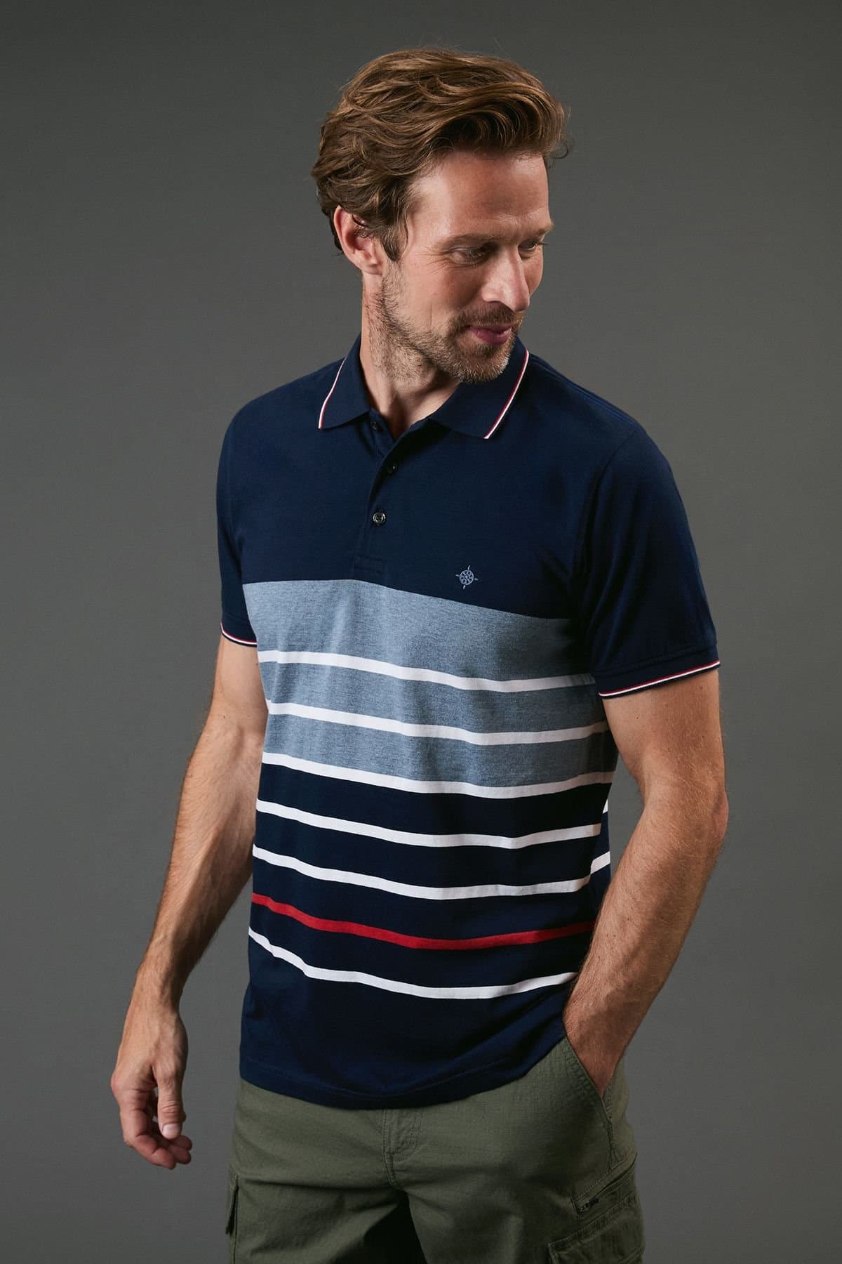 Maine Maine Men's Navy Rockport Stripe Polo Shirt