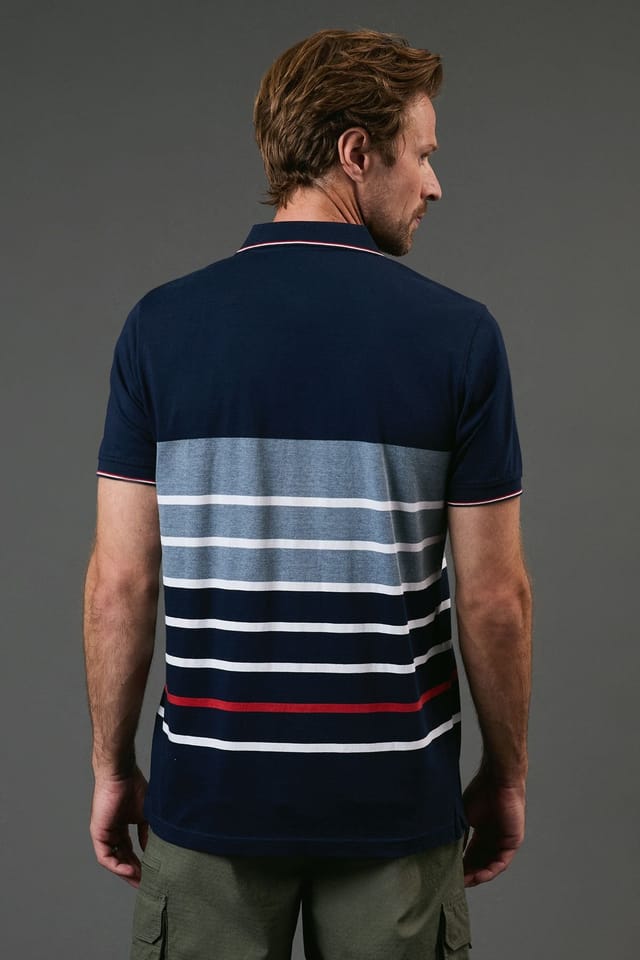 Maine Maine Men's Navy Rockport Stripe Polo Shirt - 3
