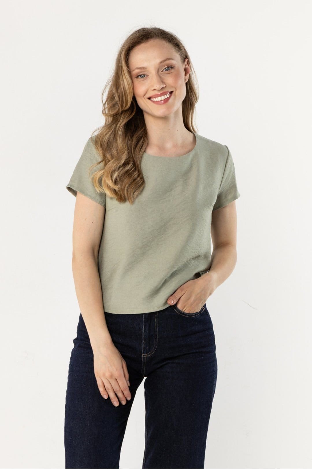 Love Lace Green Satin Blouse