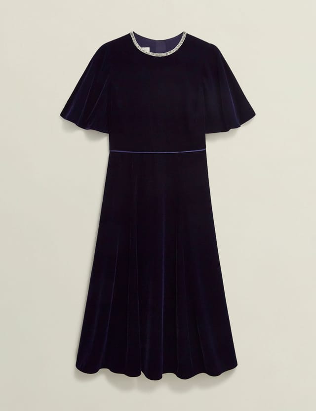Hobbs London Hobbs London Women's Catalina Velvet Dress in Dark Navy - 2