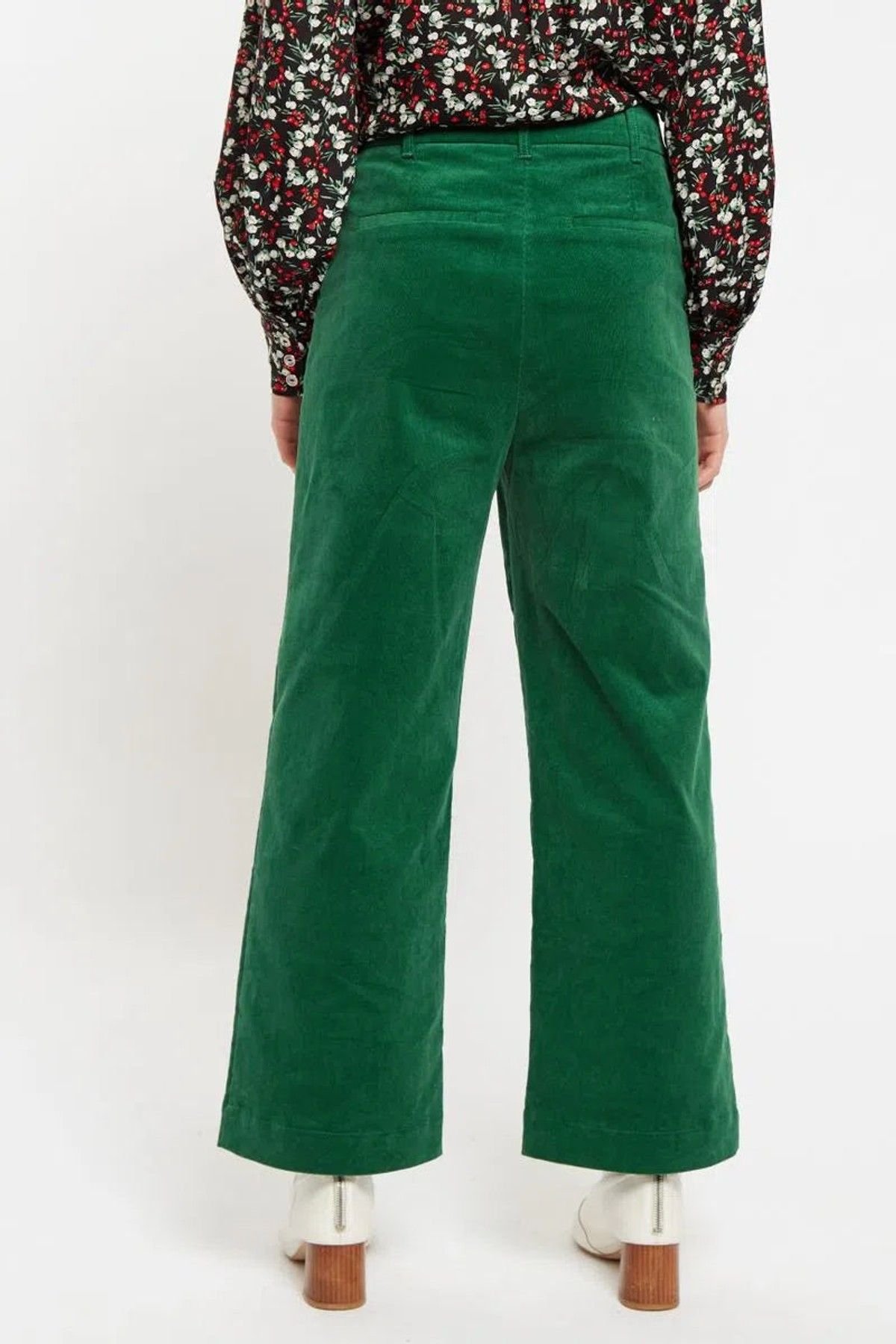 Louche Louche Women's Tim Baby Cord Straight Cut Trousers - Green - 2