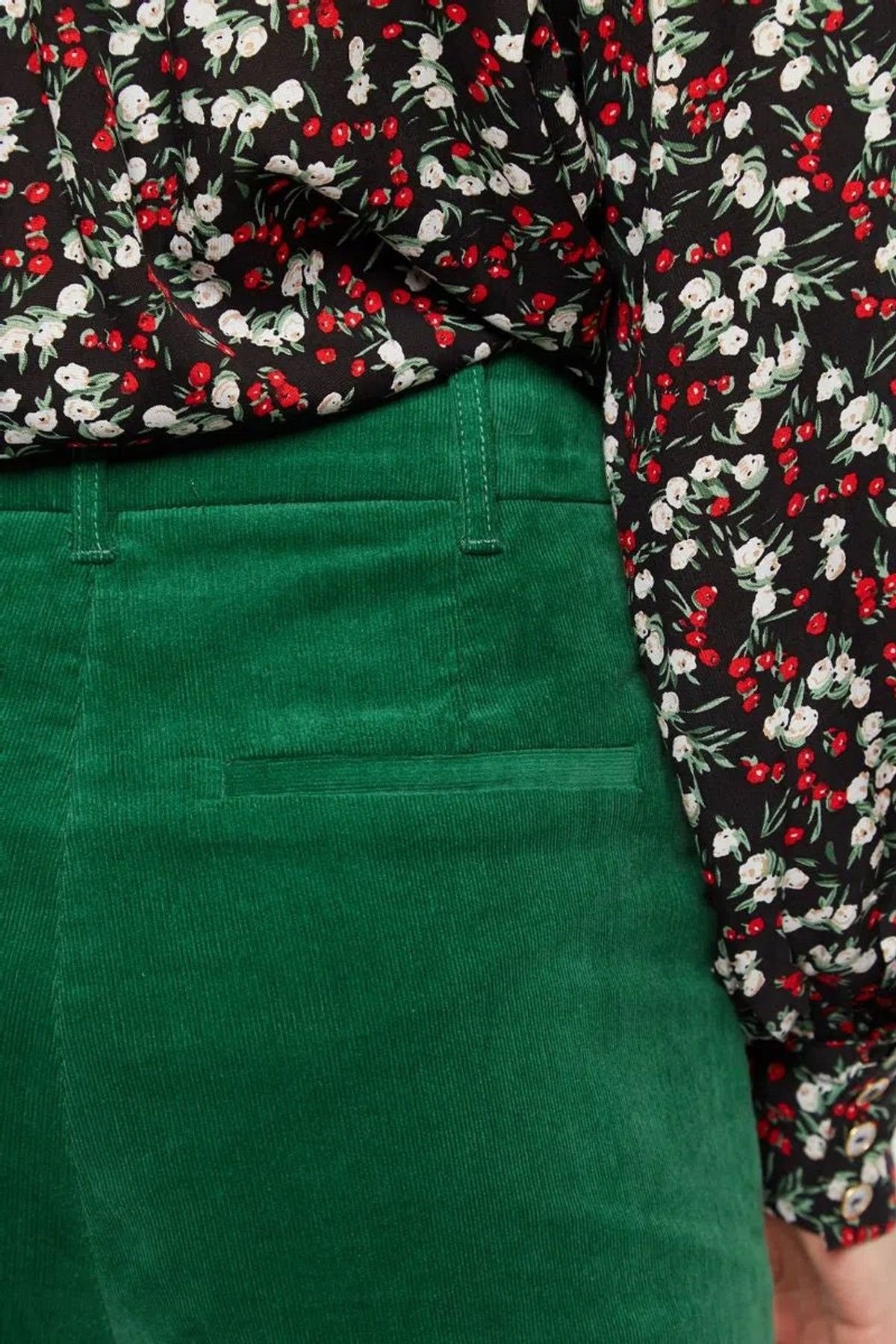 Louche Louche Women's Tim Baby Cord Straight Cut Trousers - Green - 4