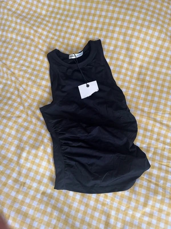 Bershka Black Ruched Tank Top