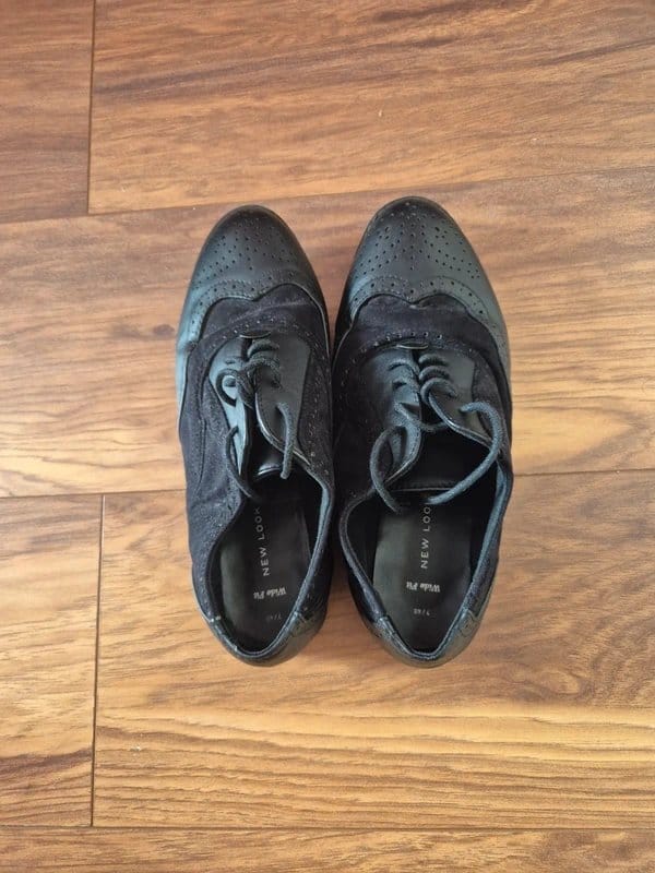 New Look Ladies New Look Size 7 Wide Fit Black Brogues - 1
