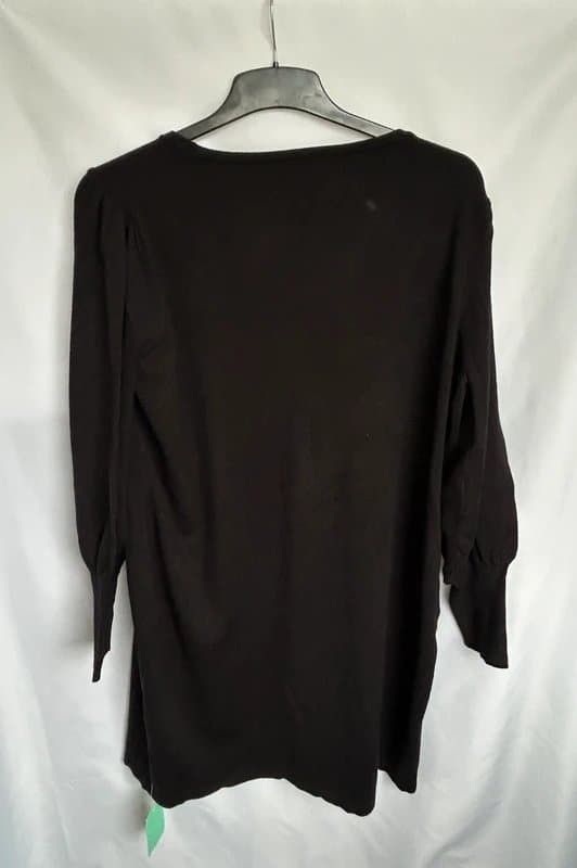 Dorothy Perkins Dorothy Perkins Black Square Neck Long Sleeve Tunic Top - Size XL