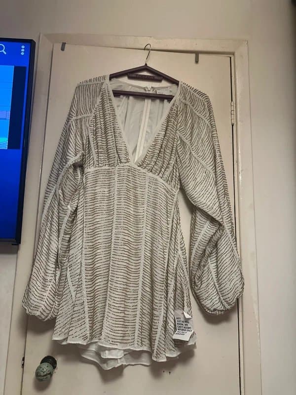 ASOS Design Asos Desigm embellished smock mini dress with gold linear embellishment - UK 10