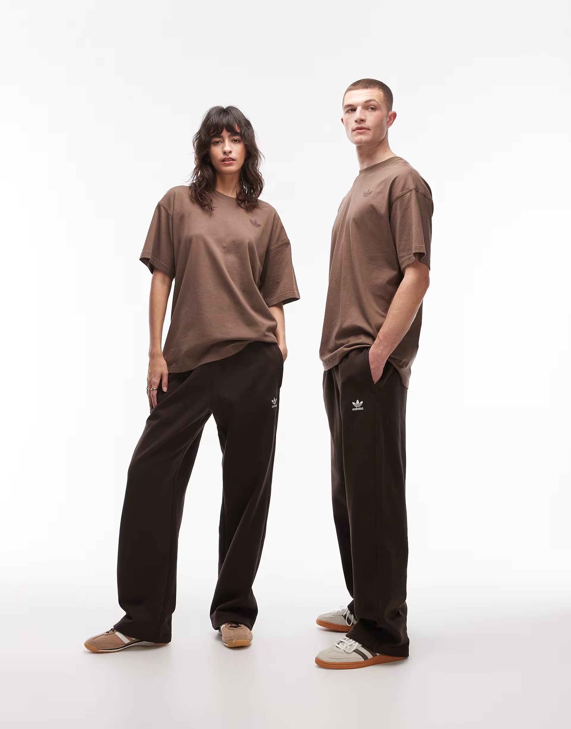 ASOS adidas Originals essential open hem joggers in brown