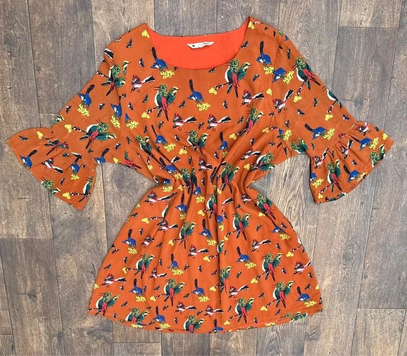 Yumi RARE!Rrp£55!Yumi Bird Smock Dress Holiday Shopping Sightseeing Cinema Everyday Statement 18