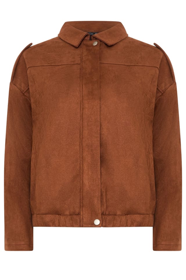 M&Co M&Co Women's Faux Suede Bomber Jacket in Light Brown - 2