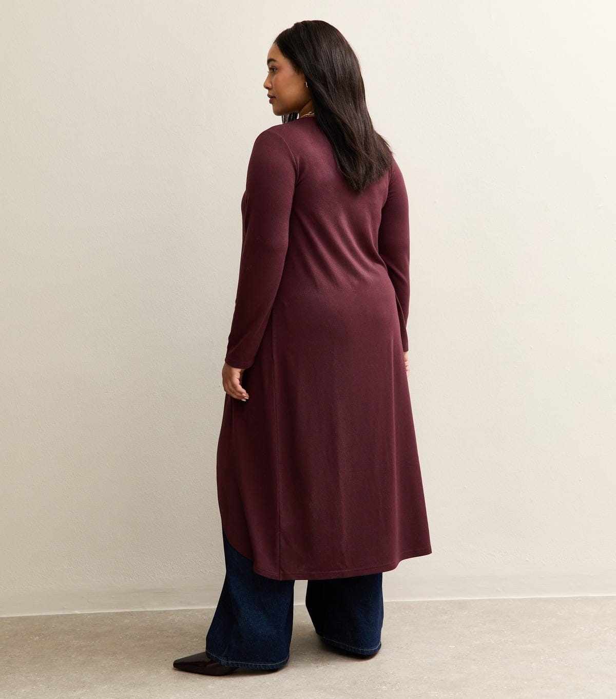 New Look Women's Plus Size Dark Burgundy Soft Touch Longline Wrap Top Curves New Look - 4