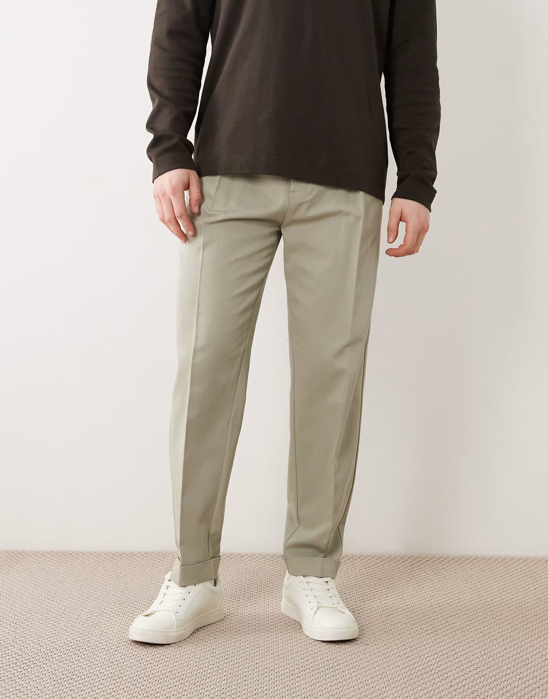 ASOS ASOS Smart Carrot Fit Trousers in Sage Green