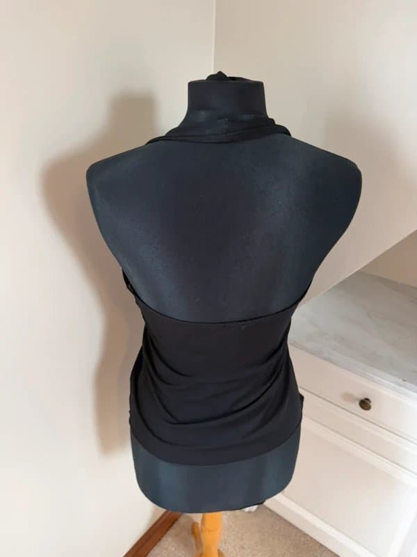 Tuchuzy Tuchuzy Vintage 90s 00s y2k Designer Black Halterneck Floral Embroidered Top Size 14