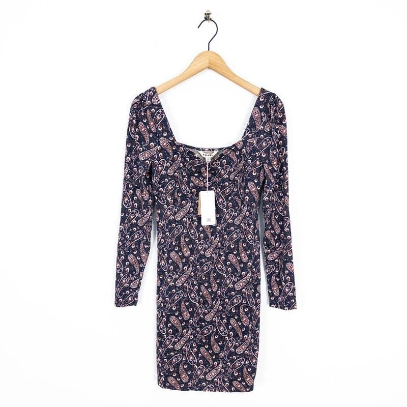 Boden Boden Sweetheart Jersey Mini Dress Navy Floral Paisley - Size 12 Regular NEW