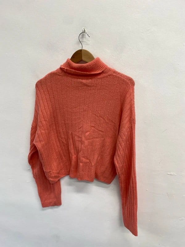 ASOS Coral Ribbed Knit Turtleneck Jumper