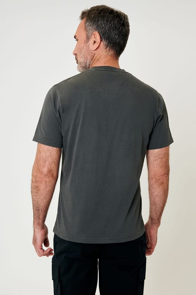 Saltwell Saltwell Men's Garment Dye Cotton Jersey Crew Neck T-Shirt in Dark Grey - 2