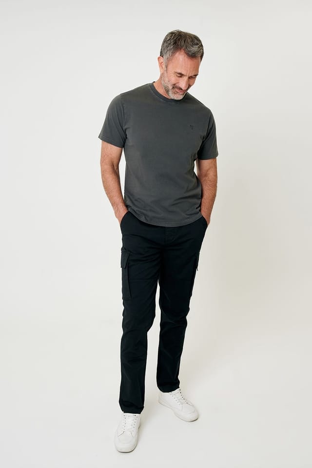 Saltwell Saltwell Men's Garment Dye Cotton Jersey Crew Neck T-Shirt in Dark Grey - 3