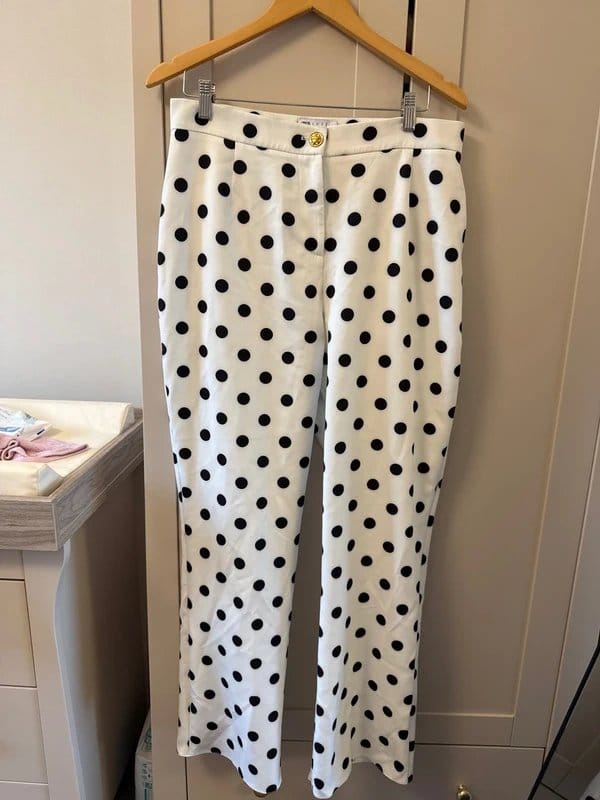 ASOS Luxe Polka Dot Tailored Suit Trousers In White