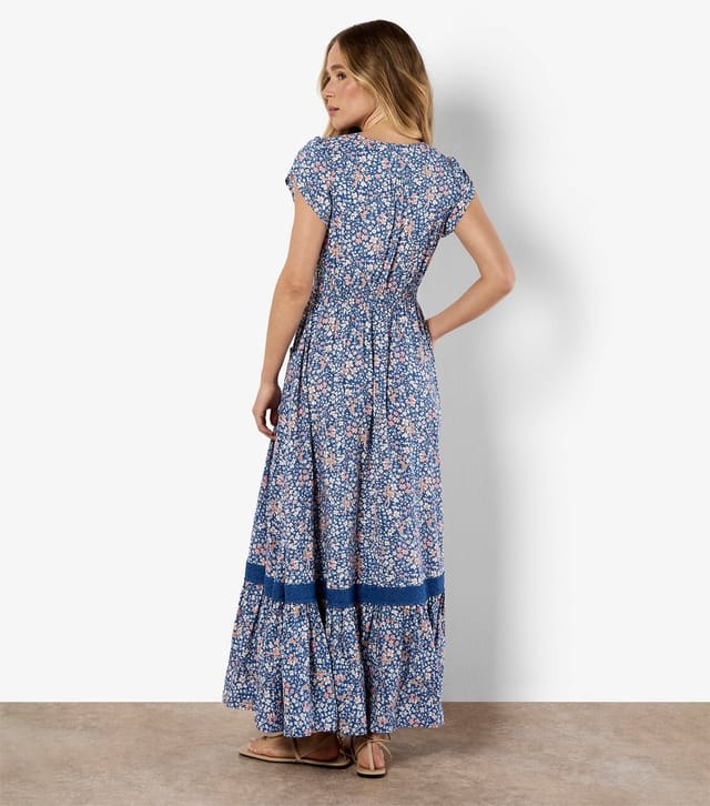Apricot Women's Blue Ditsy Floral Short Sleeve Maxi Dress Apricot New Look - 3
