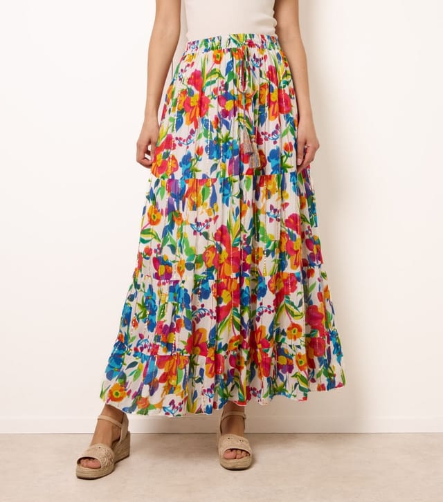 Blue Vanilla Women's Multicolour Floral Print Tiered Maxi Skirt Blue Vanilla New Look - 2