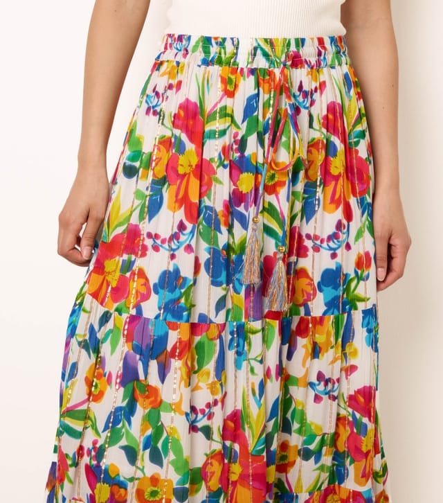 Blue Vanilla Women's Multicolour Floral Print Tiered Maxi Skirt Blue Vanilla New Look - 3