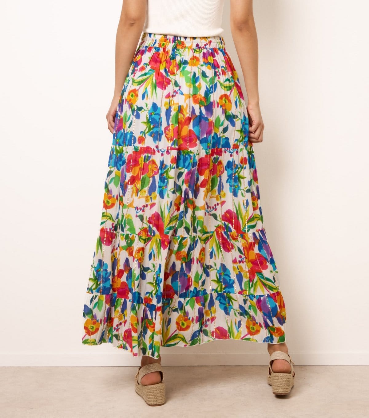Blue Vanilla Women's Multicolour Floral Print Tiered Maxi Skirt Blue Vanilla New Look - 4