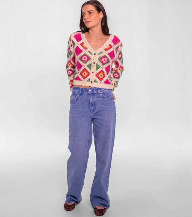 Sunshine Soul Women's Multicolour Crochet Knit Cardigan Sunshine Soul New Look - 2