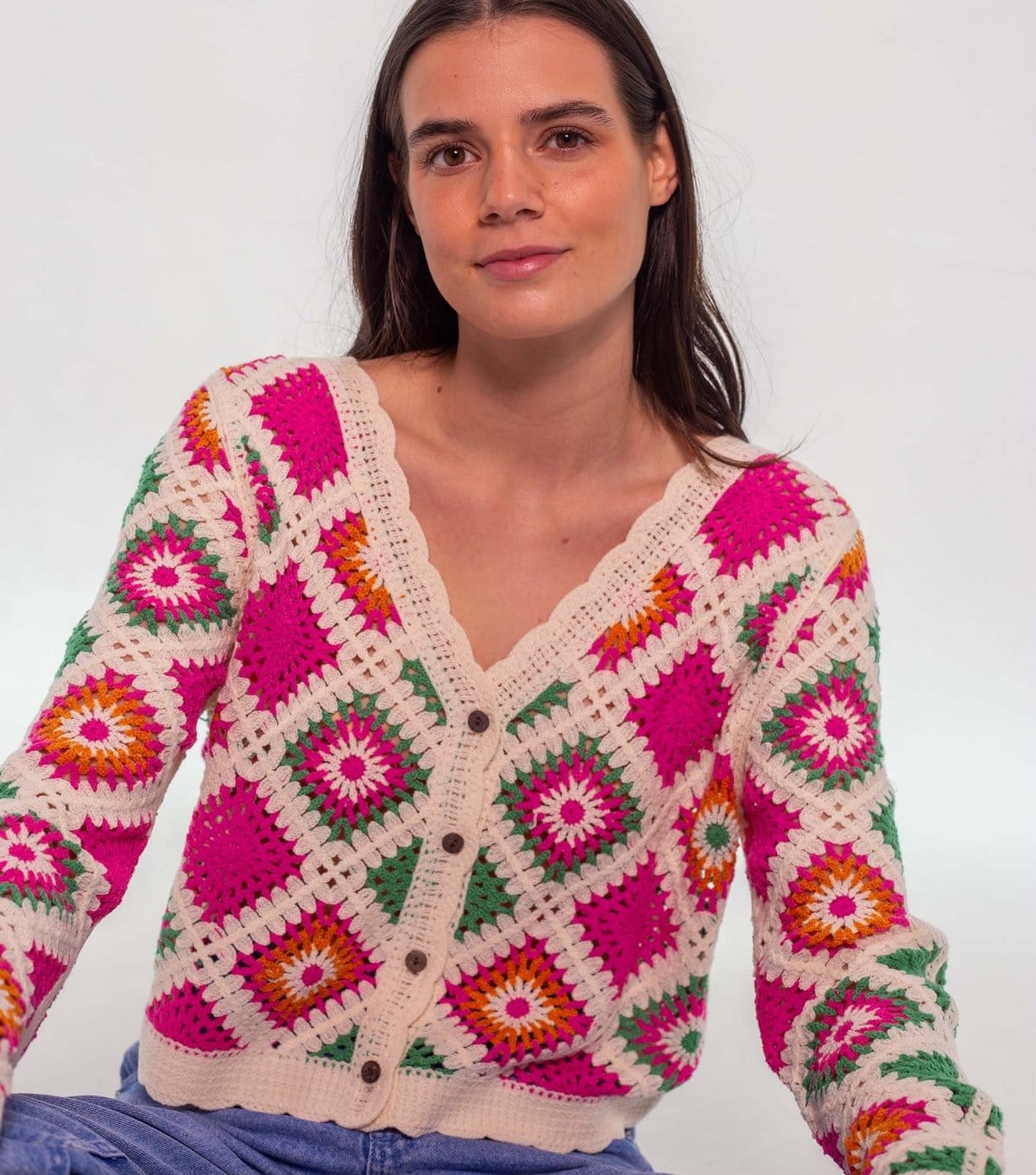 Sunshine Soul Women's Multicolour Crochet Knit Cardigan Sunshine Soul New Look - 4
