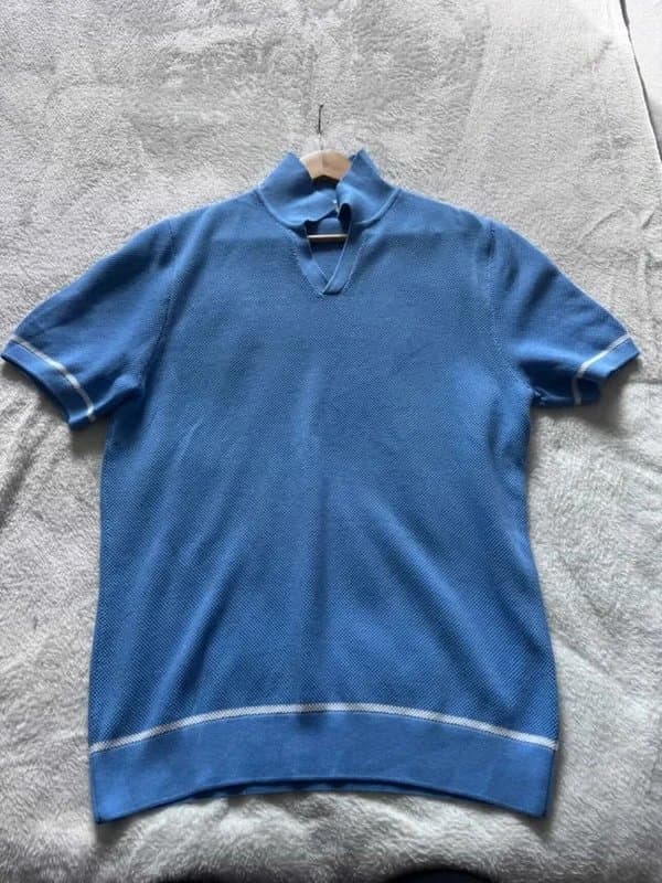 George George Light Blue Knit Short-Sleeve Top