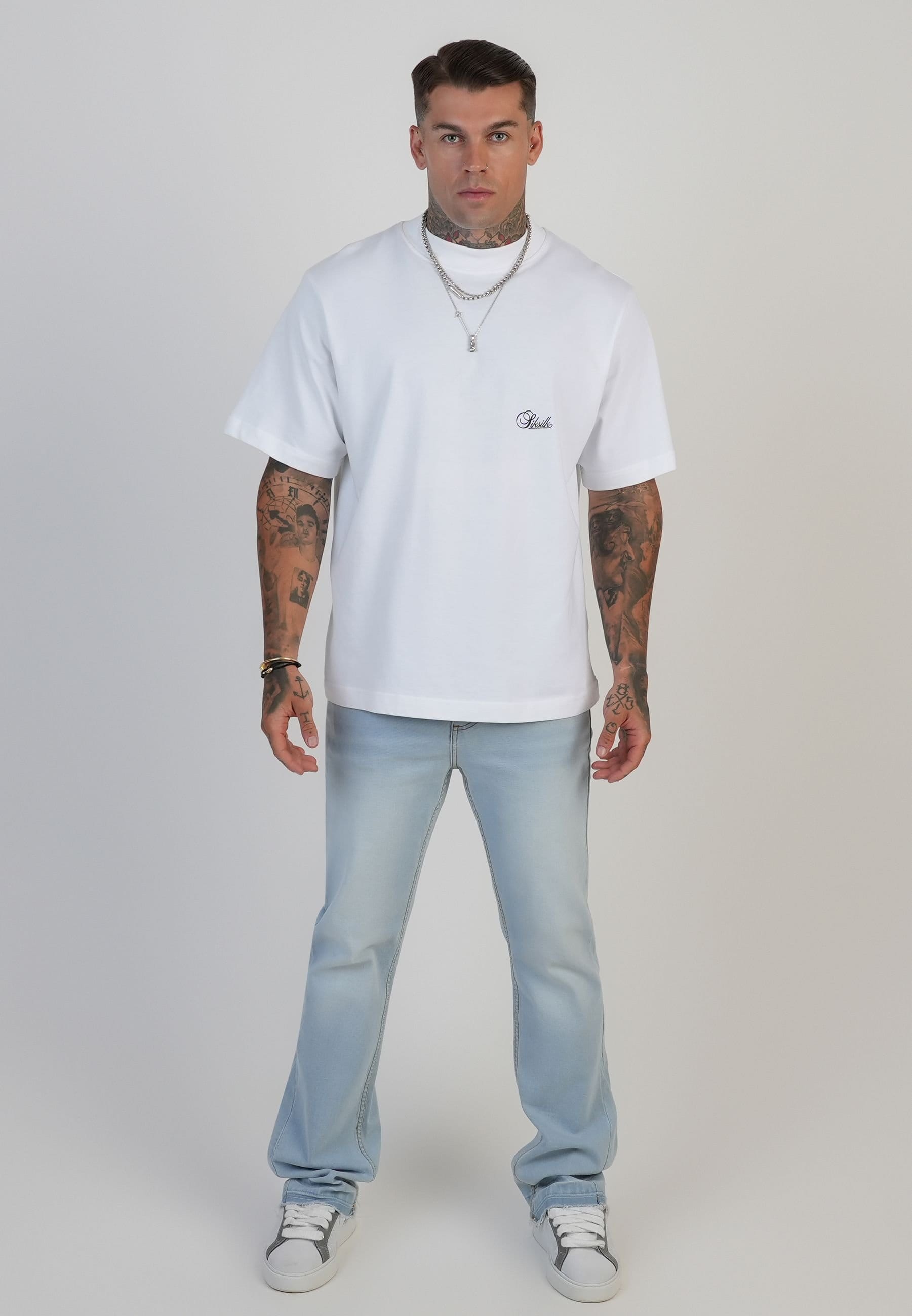 SikSilk SikSilk Men's Flare Fit Jeans in Light Blue - 4