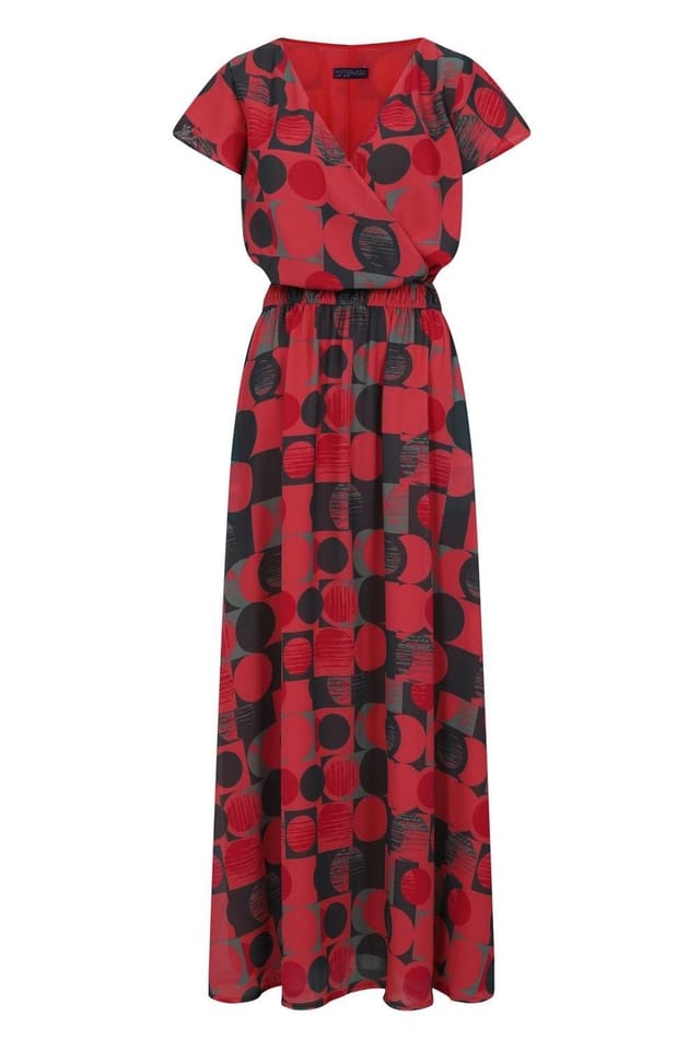 Hot Squash Hot Squash Women's Chiffon Wrap Top Maxi Dress in Coral - 3