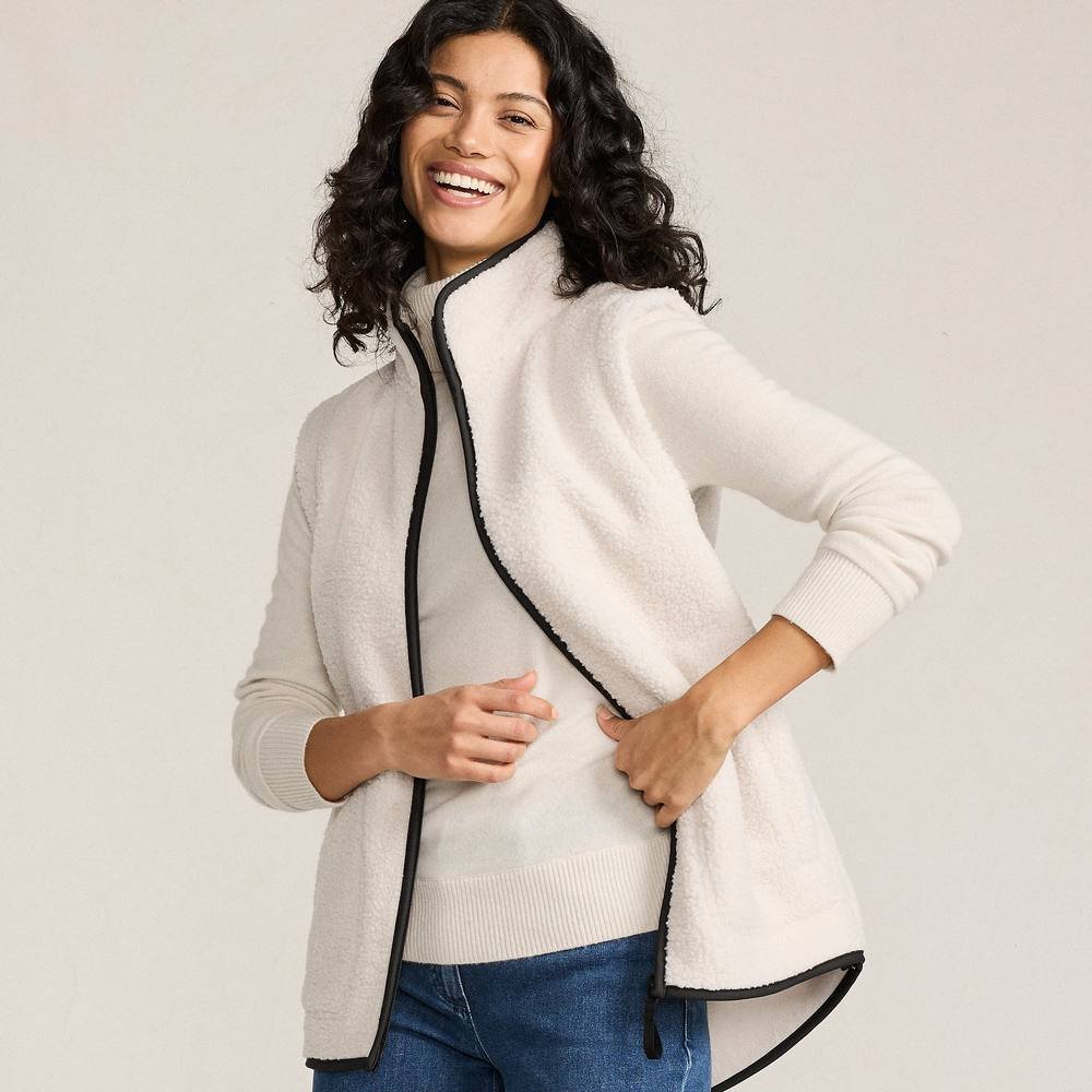 lands end Lands' End Women's Borg Gilet in Ecru - 3