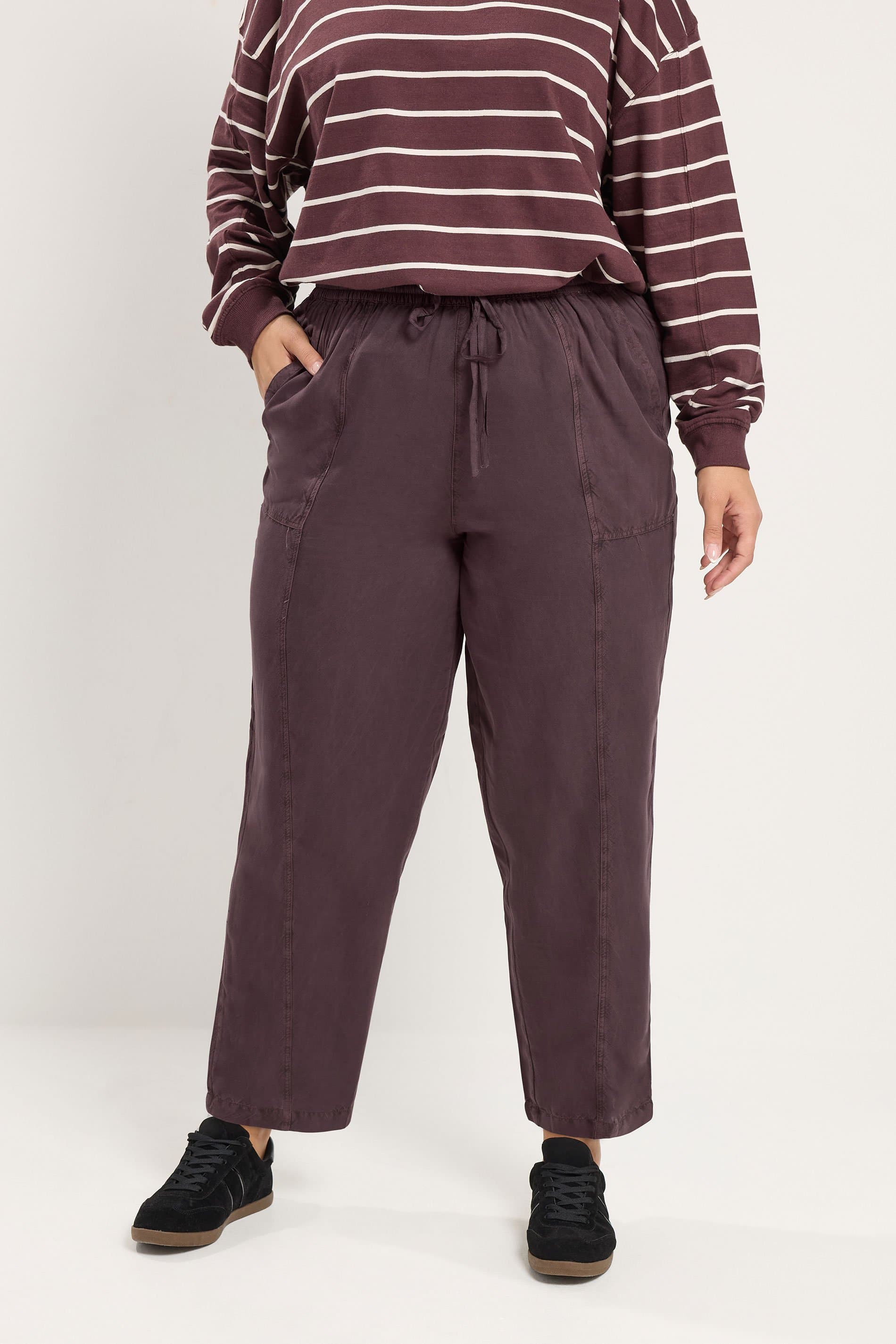 Yours Plus Size Purple Chambray Barrel Trousers