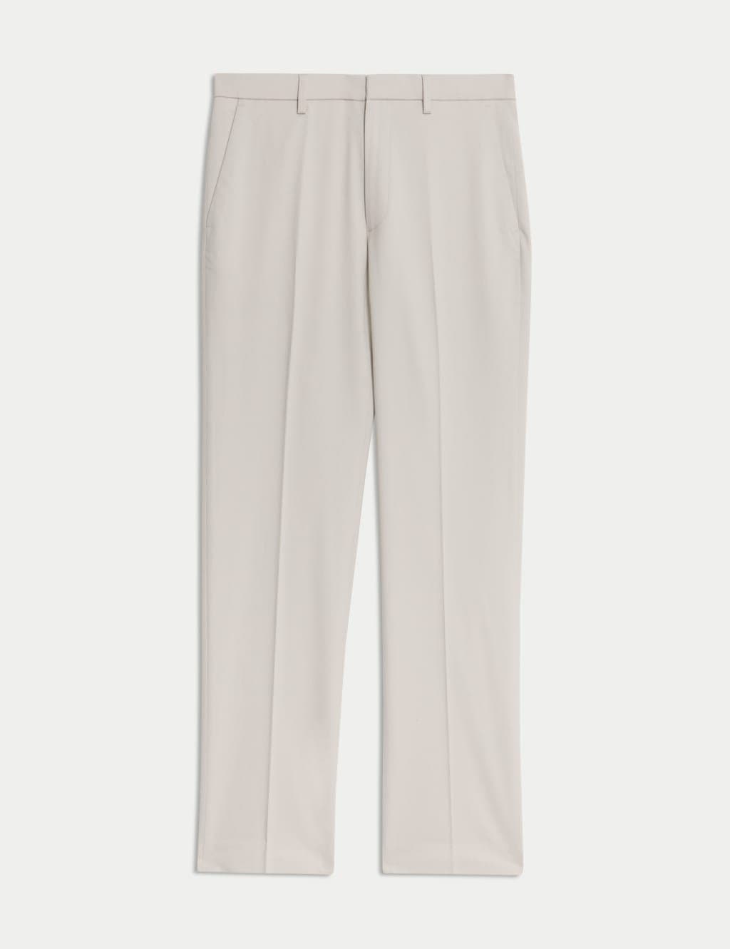 Marks & Spencer M&S Light Grey Smart Stretch Regular Fit Trousers