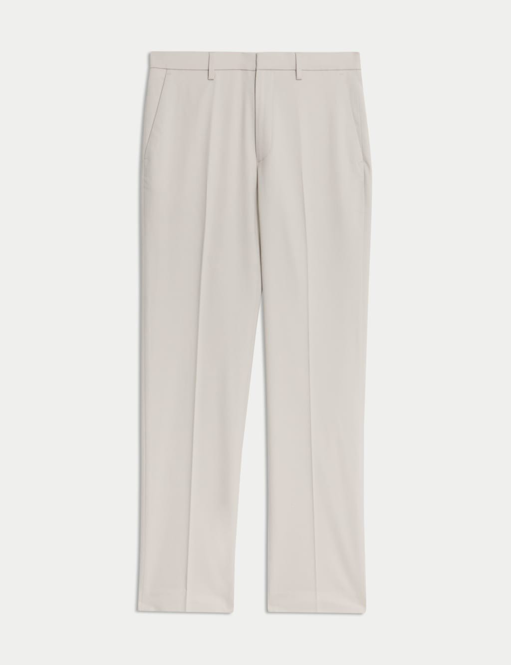 Marks & Spencer M&S Regular Fit Smart Stretch Trousers Light Grey - 1
