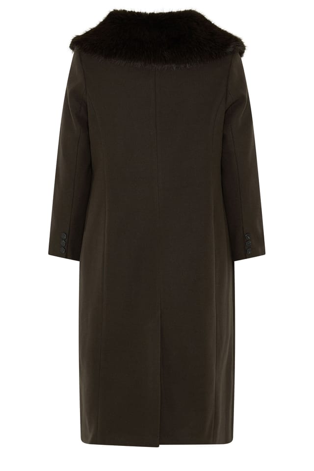 Evans Evans Women's Faux Fur Longline Coat in Brown - 3