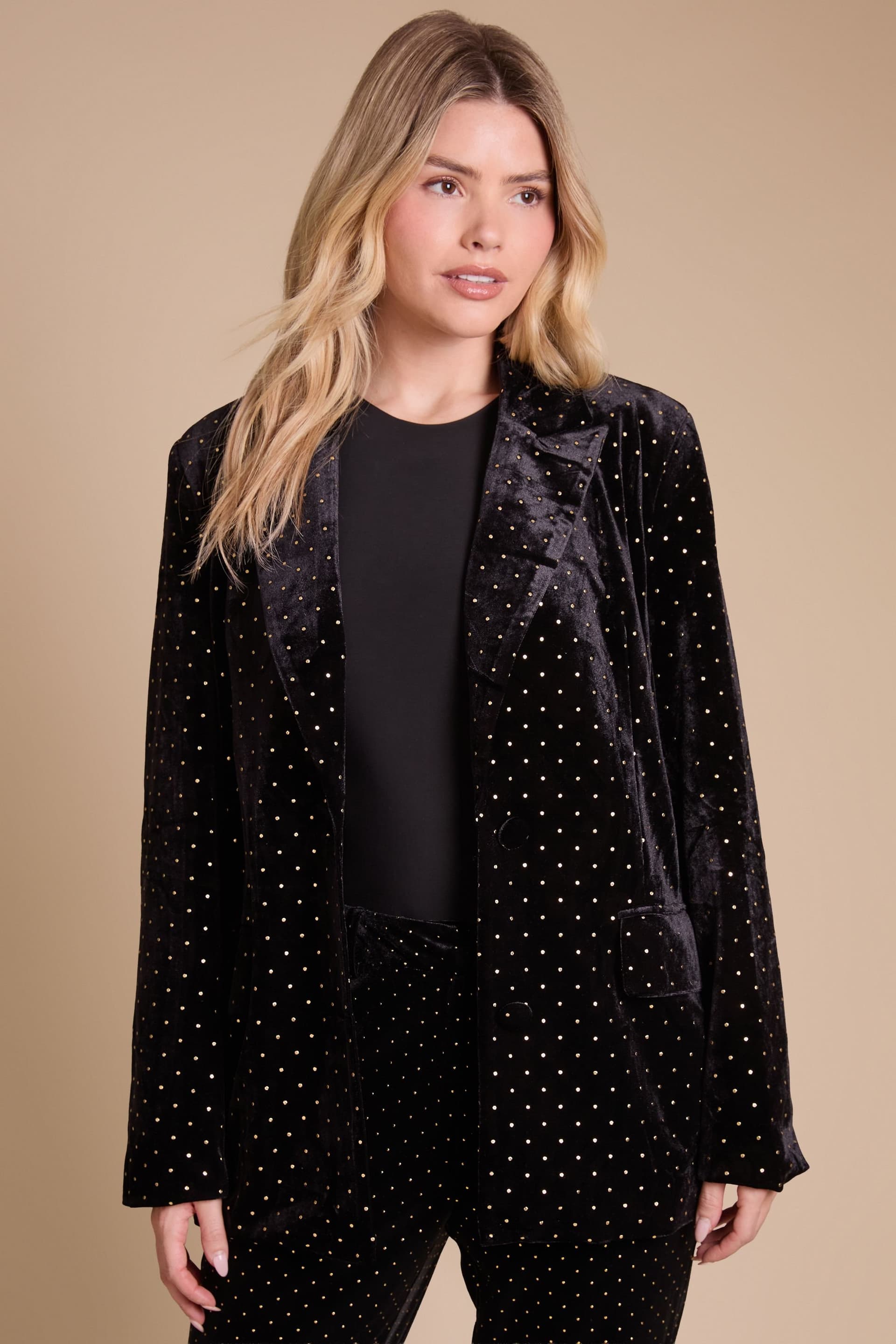 Dorothy Perkins Dorothy Perkins Women's Diamante Velvet Blazer in Black