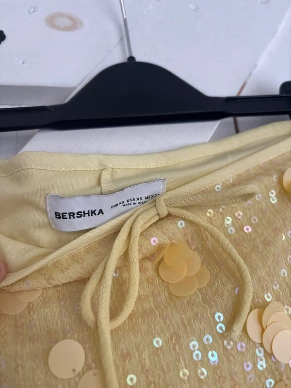 Bershka Bershka Yellow Embellished Sequin Skort - 1