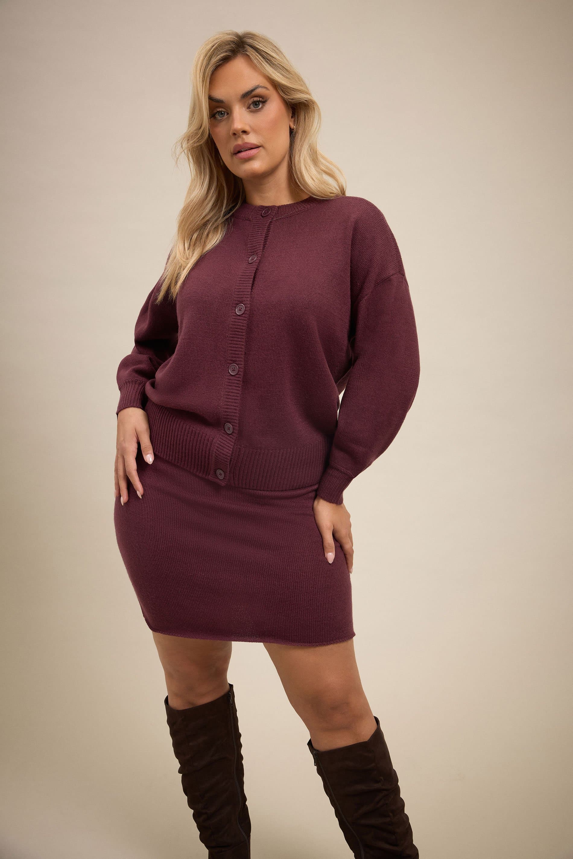 Limited Collection Plus Size Purple Balloon Sleeve Cardigan