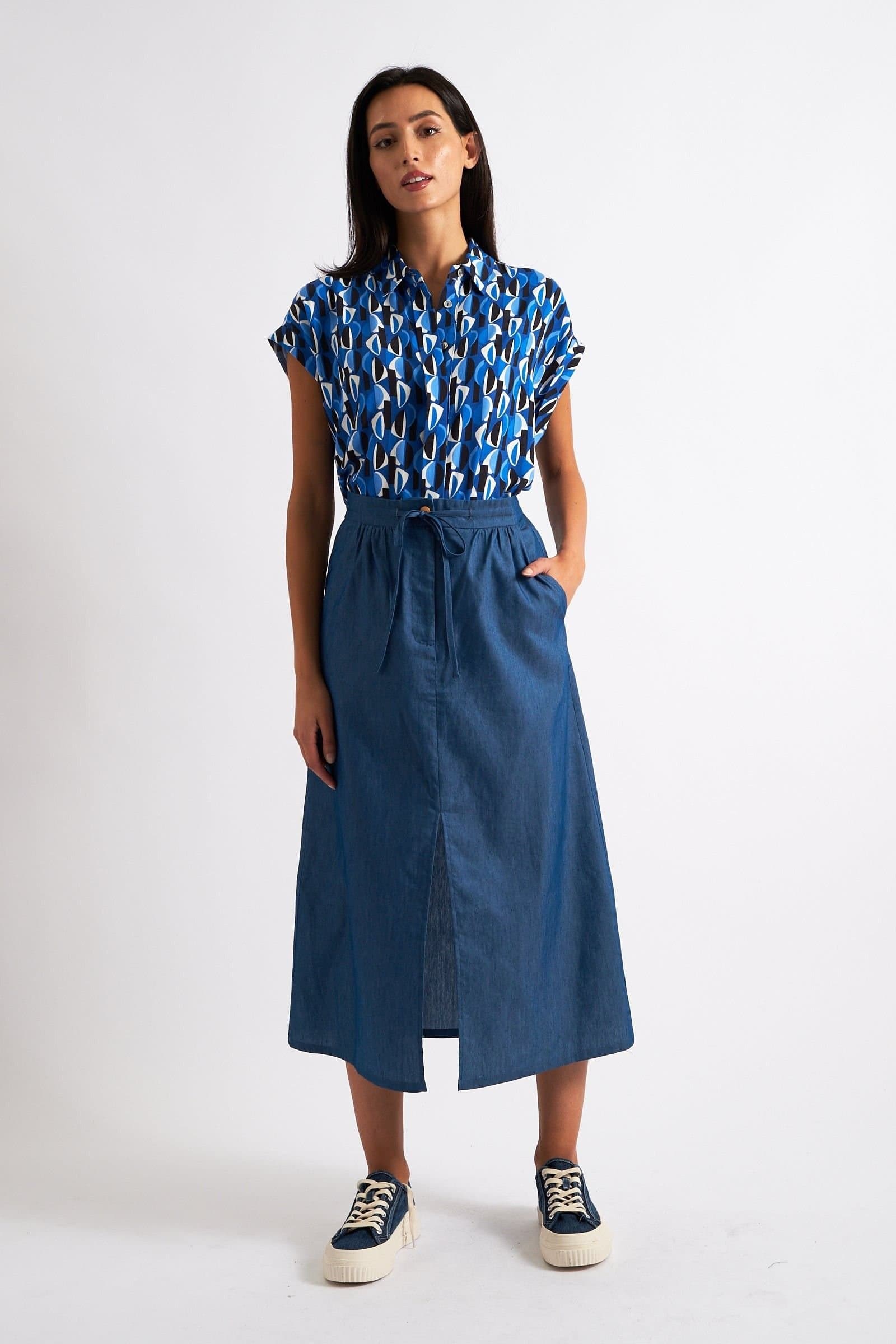 Louche Louche Women's Jessy Chambray Straight Midi Skirt