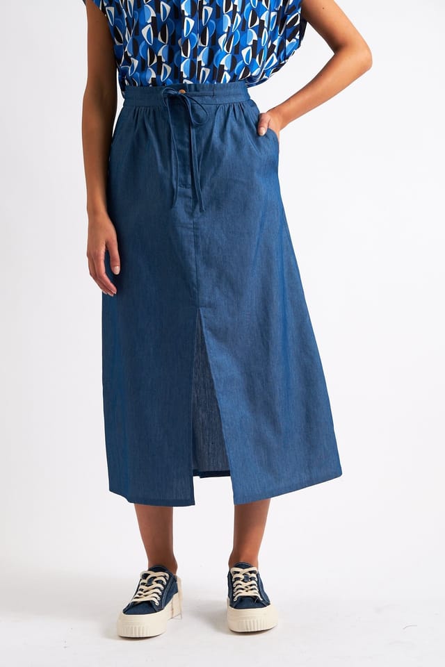 Louche Louche Women's Jessy Chambray Straight Midi Skirt - 3