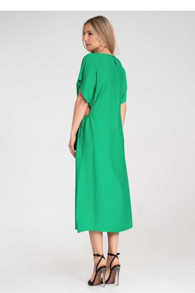Love Lace Love Lace Women's Midi Straight Cut Dress with Side Cord Detail in Green - 3
