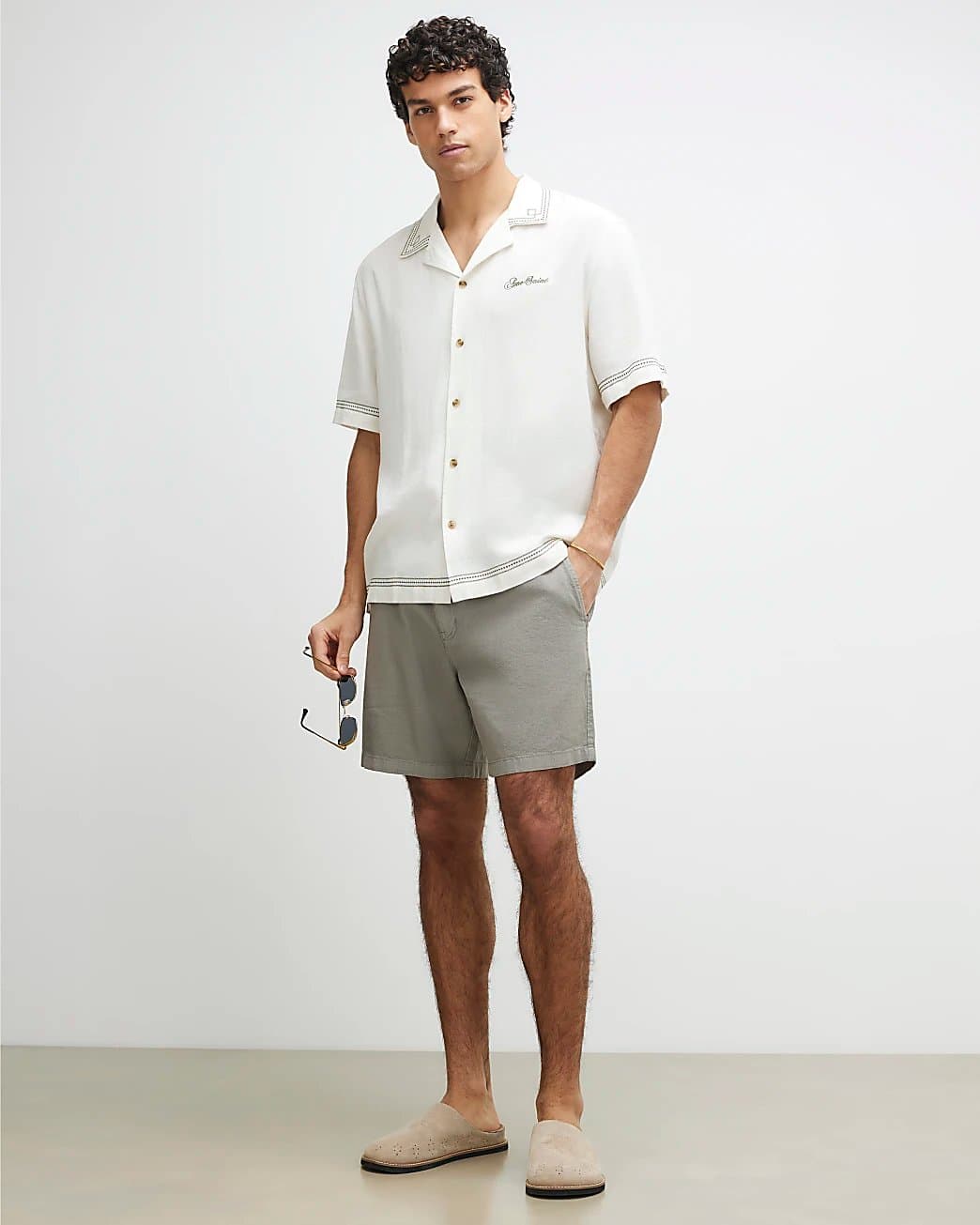 River Island Mens River Island Green Regular Fit Linen Blend Shorts