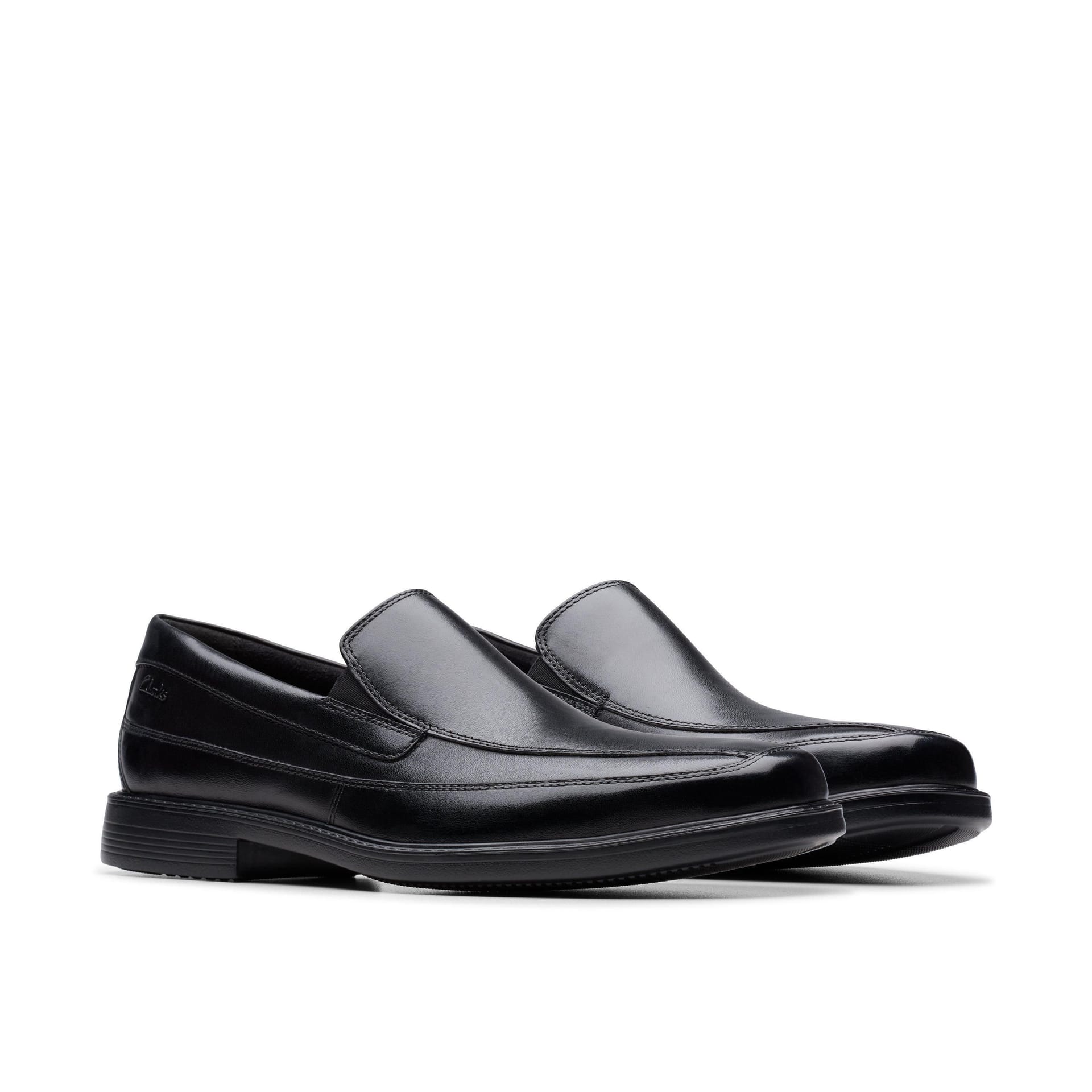Clarks Clarks Men's Cosgrove Free Black Leather Loafers, Slip Ons - 4