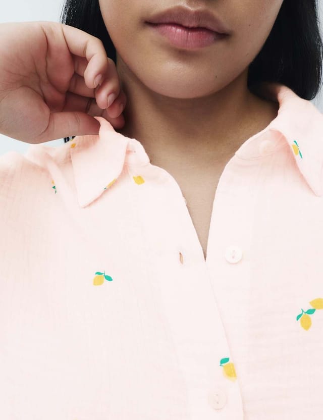 Marks & Spencer M&S Pure Cotton Muslin Printed Shortie Set Pink Mix - 2