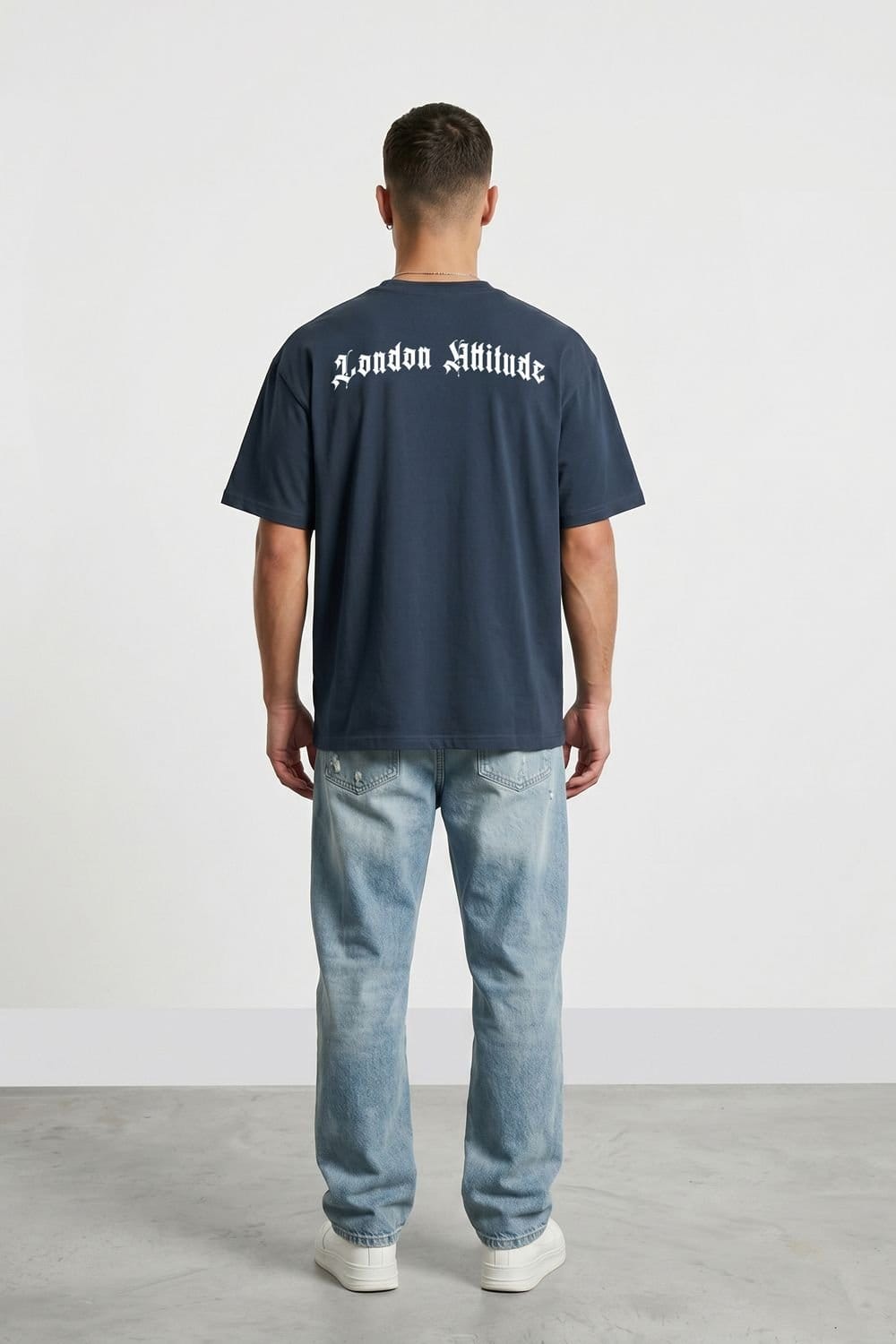 LONDON ATTITUDE LONDON ATTITUDE Men's Original Creators Doberman Oversized Heavyweight T-Shirt in Dark Blue - 4