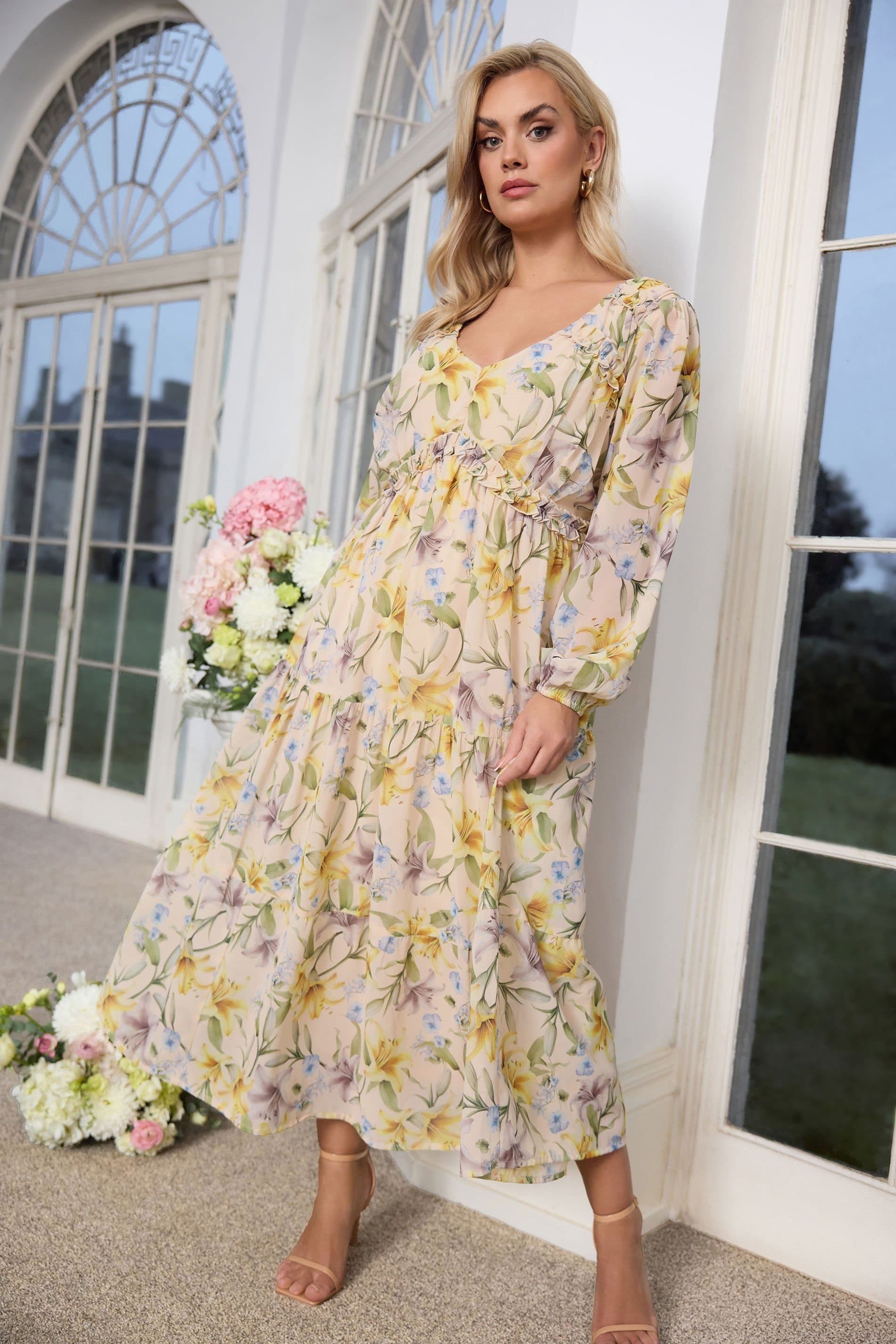 Yours Yours Women's Floral Long Sleeve Maxi Dress